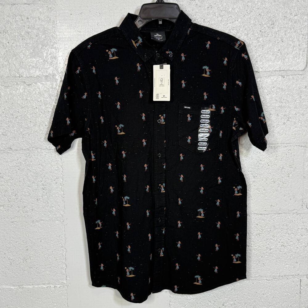 Rip Curl Hula Breach Short Sleeve Chambray Woven Black small $60
